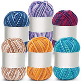 6 Pieces 50 g Crochet Yarn Multi-Colored Acrylic Knitting Yarn Hand Knitting Yarn Weaving Yarn Crochet Thread (Purple Pink, Blue Red, Lake Blue, Yellow Orange, Sea Blue, Khaki, 5-Ply)