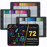 72 Fineliner Pens with 20 PCS Journal Stencils, 0.4mm Journal Planner Pens, Colored Pens, Fine Tip Markers for Journaling, Writing Note, Adult Coloring Books Art Office Supplies in Tin Box