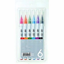 Kuretake Fude Real Brush Pen, Clean Color, 6 Set (RB-6000AT/6VA)