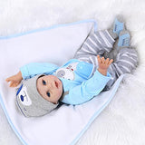 OCSDOLL Reborn Baby Dolls Boy Look Real Baby Dolls Silicone Vinyl Blue Outfit 22 Inches