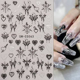 9 Sheets Retro Butterfly Nail Art Stickers Decal, 3D Self-Adhesive Nail Decals Metallic Two-Color Gold Silver Heart Butterflies Nail Design Foil Spring Nail Stickers Manicure Accessories Decorations