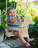 Ecotribe Wooden Giraffe Swing Set for Toddlers - Smooth Birch Wood with Natural Cotton Ropes