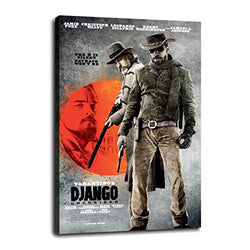 Django Unchained Canvas Prints Classic Movie Poster Wall Art For Home Office Cniema Decorations With Framed 18"x12"