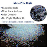 Pixie Crystals for Nail with Recycling Box, Micro Pixie Beads Glass Caviar Beads for 3D Nail Art DIY Charms Decorations (Crystal AB)