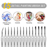 Detail Paint Brush Set,15 pcs Professional Miniature Fine Detail Brushes Detailing Paint Kit for Face Painting, Fine Detailing - Acrylic Watercolor Oil Paint Supplies…
