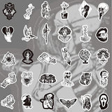 Gothic Stickers for Hydro Flask | 50 PCS | Vinyl Waterproof Stickers for Laptop,Skateboard,Water Bottles,Computer,Phone,Punk Stickers， Cool Stickers Horror, Black and White Stickers(Gothic-50-5)