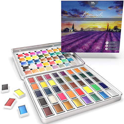 MozArt Supplies Komorebi Japanese Watercolor Paint Set - 40 Colors - Including Metallic and Neon - Artist Quality - Richly Pigmented- Perfect for Artists, Students or Hobbyists