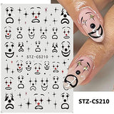 ZJHGDR 6Sheets Funny Nail Art Stickers Decals, Cartoon Clown Nail Decals 3D Self Adhesive Nail Art Supplies Scary Smiling Face Flame Nail Designs Masquerade Nail Art Decorations for Women Girls