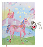 JewelKeeper Rainbow Unicorn Secret Diary, Heart Shaped Lock and Key, Private Journal