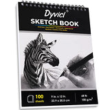 Dyvicl Sketch Pad 9"x12" Sketch Book Set, 100 Sheets (68 lb/100gsm), Spiral Bound Acid Free Drawing Paper for Graphite Pencil, Colored Pencil, Charcoal, Soft Pastel