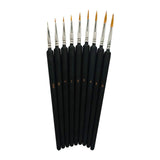 OOKU Detail Paint Brush Set 9pc- Professional Tiny Minature Fine Detail Brushes for Art Painting, Face Painting, Detailing, Model Craft Art Painting - Black Wooden Handle & Wool Storage Wrap Organizer