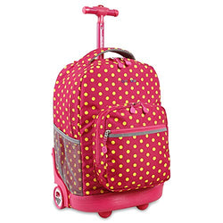 J World New York Women's Sunrise Wheeled Backpack, Pink Buttons, 18"