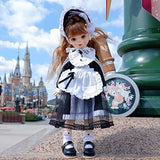 New 1/6BJD Doll Clothes Lolita Lace Dress Headwear Socks Set 30cm Doll Clothes BJD SD YOSD Doll Accessories (Black)