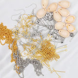 JOJOPLAY Pearl Beads&Crackle Lampwork Glass Beads Kit with Clay Beads Crystal Chips Stone Beads Curved Tube Beads Jewelry Findings for Necklace Bracelet Earring Jewelry Making Supplies