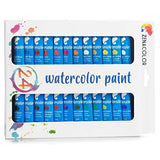Zenacolor Watercolor Paint Set 24 Tubes – Pack of 24x12mL Colors for canvas, paper, cardboard