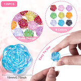 HINZIC 135Pcs Flower Beads for Jewelry Making, 19mm Colorful Rose Carved Loose Beads Acrylic Cameos Spacer Bead for DIY Craft Jewelry Making Bracelet Necklace Earring