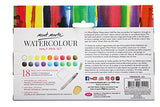 Mont Marte Water Color Paint Set-18 Assorted Colors with 1 Refillable Water Brush, Natural Sponge, Ceramic Dish and Built-in Palette