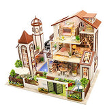 WYD Large Villa Assembly kit, Modern Architectural Model,Three/ Four-Story Doll House Wood, LED Lamp Furniture, for Gift Collection (Love You All The Way)