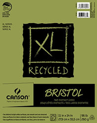Canson XL Series Recycled Bristol Paper Pad, Dual Sided Smooth and Vellum for Pencil, Marker or