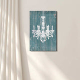 wall26 Canvas Wll Art - Whte Chandelier Painted on Rustic Wood Texture Background - Giclee Print and Stretched Ready to Hang - 16"x24"