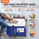VEVOR Pottery Wheel, 11in Ceramic Wheel Forming Machine, Adjustable 0-300RPM Speed Handle and Foot Pedal Control, ABS Detachable Basin Sculpting Tool Apron Accessory Kit for Work Art Craft DIY 350W