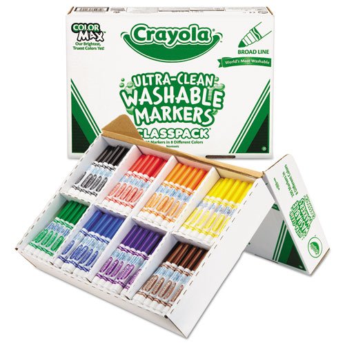 Crayola - Washable Classpack Markers, Broad Point, Assorted, 200/Box 58-8200 (DMi BX