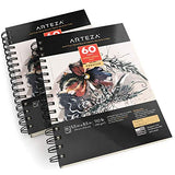 ARTEZA 5.5x8.5” Mixed Media Sketch Book, 2 Pack, 110lb/180gsm, 120 Sheets (Acid-Free,