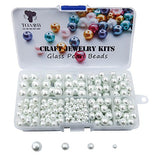 TOAOB 390pcs Mixed Size Perler Beads Glass White Pearl Beads for Jewelry Making Bracelets Or