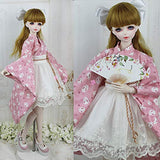 HMANE BJD Dolls Clothes, 2Pcs Japonic Modified Kimono Clothes Set for 1/3 BJD Dolls - Pink Rabbit (No Doll)