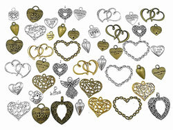 100g Assorted(Color&Style) Love Heart Shape Punk Steampunk Charm Pendant Connector for Necklace