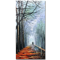 V-inspire Art,24X48 Inch Modern Impressionist Iandscape art Winter Romantic Forest Decoration Acrylic Canvas Wall Art Oil Painting Hand-Painted Art Living room Bedroom Decoration