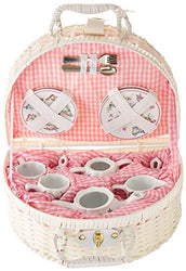 Delton Products Pink Butterfly Children's Tea Set with Basket