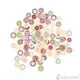 RayLineDo Pack of 30G About 100pcs Buttons- Mixed Colours of Various Thin Edge Delicate Wood
