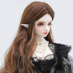 XSHION 6-7 Inch BJD SD Doll Wig, 1/6 BJD Doll Wig Heat Resistant Fiber Long Dark Brown Curly Fairy Maiden Doll Hair Curly Wavy Wig SD BJD Doll Wig