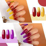 Color Changing Nail Polish Set 6Pcs Mood Gel Nail Polish Kit Summer Color Collection Gift Nails Set Glitter Purple Red Yellow Blue Green Soak Off Long Lasting Gel Nails