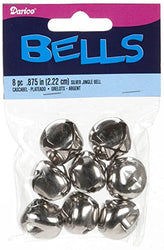 Darice Holiday Jingle Bells-Silver-7/8 inch-8 Pieces, 1 Pack