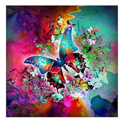 MXJSUA 5D Diamond Painting Full Round Drill Kits Pasted Arts Craft Home Wall Decor Butterfly and Flower 12x12inch