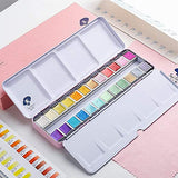 Paul Rubens 24 Colors Watercolor Paints-Glitter Solid with a 7.68 x 5.31" Watercolor Paper Block