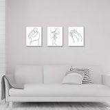 Gronda Black and White Poster Lovers Unframed Couple Kiss Hugs Line Drawings Wall Art Prints for Bedroom 8x10 Inch,3 Panels.