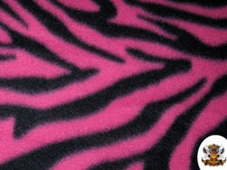 1 X Fleece Fabric Printed Animal Print Zebra FUCHSIA Fabric By the Yard