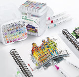 Ohuhu Alcohol Based Markers Set: 96-pack Double Tipped Art Markers - Chisel & Fine Color Sketch Markers for Kids Artists Adult Coloring Drawing Illustration - 2 x Colorless Blender & 2 x Marker Case