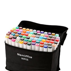 Memoffice 80 Colors Dual Tips Alcohol Markers, Art Markers Set for Kids Adults, Alcohol Based Markers with Carrying Case for Anime Design, Painting, Highlighting, Great Christmas Gift Idea