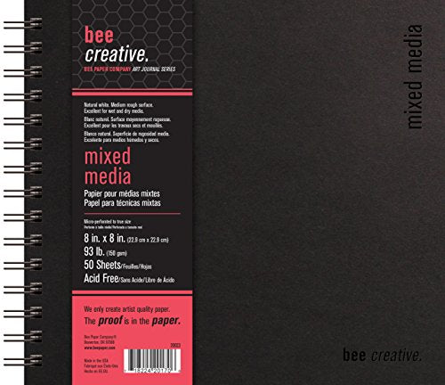 Bee Paper Company Bee Paper Bee Creative Mixed Media Book, 8"-by-8", 8x8