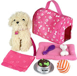 Click N' PLAY 9 piece Doll Puppy Set and Accessories. Perfect For 18 inch American Girl Dolls