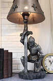 Ebros Gift The Accolade Medieval Kneeling Knight of Chivalry Suit of Armor Knighthood Ceremony Side Table Lamp Statue 22" Tall Renaissance Crusaders Decor Figurine Kings and Knights (1)