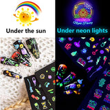 TailaiMei 12 Sheets Halloween Nail Stickers Glow in The Neon Luminous, Fluorescent Design Great for Party and Bar, Self-Adhesive Nail Art Decals DIY for Kids Women