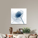 Wieco Art Blue Flickering Flower Modern Abstract Canvas Wall Art Gallery Large Wrapped Perfect Floral Pictures Paintings on Canvas Print Artwork Ready to Hang for Living Room Bedroom Home Decor L