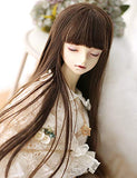 Clicked BJD Doll Full Wig for 1/3 1/4 1/6 Dolls DIY Supplies, Long Straight Hair Wig Doll Making DIY Accessory,C,1/4