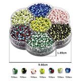 LANBEIDE 1610 Pcs Glass Seed Beads, Mixed 7 Colors Small Glass Pony Beads Opaque Stripe Colors Loose Spacer Beads for DIY Crafting Jewelry Making
