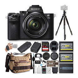Sony Alpha a7II Mirrorless Digital Camera with 28-70mm Lens, Tripod and Ball Head, Bag, 64GB SD Card, Battery and Dual Charger, Accessories, Case, Dust Blower and Lens Cap Keeper Bundle (9 Items)